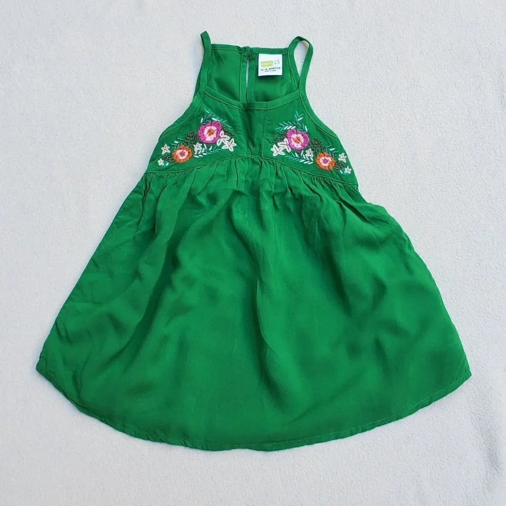 Crazy 8 green floral boho dress Size 12-18 Months